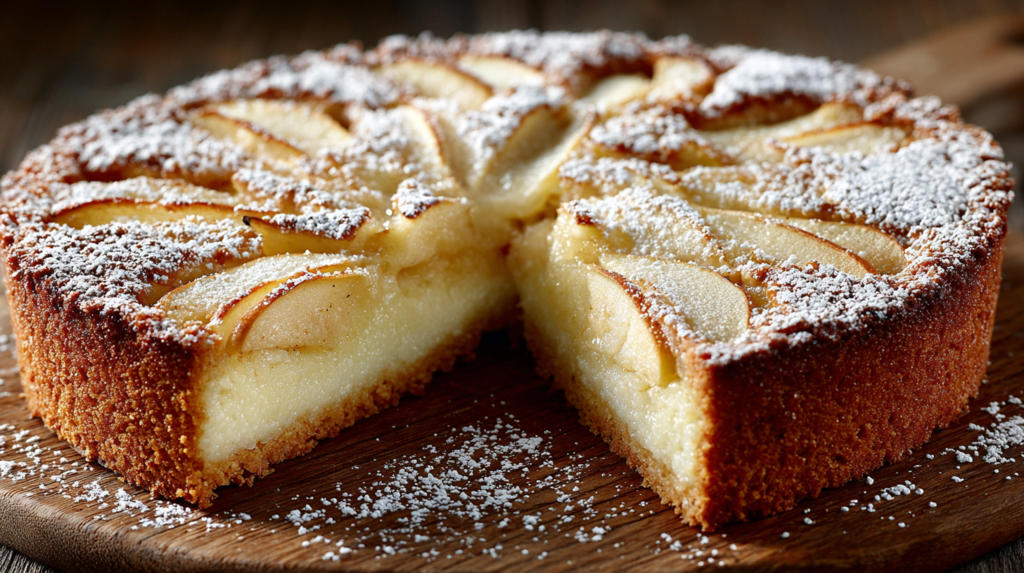 Franse appeltaart met een roomkaaslaagje